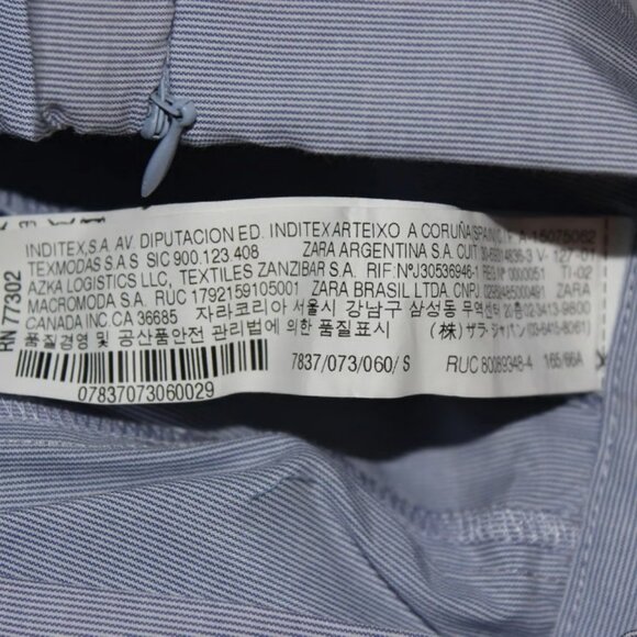 NEW Zara Woman WIDE Legged Capri-Style Pants Pants Ladies Size Small Blue White - Picture 4 of 5